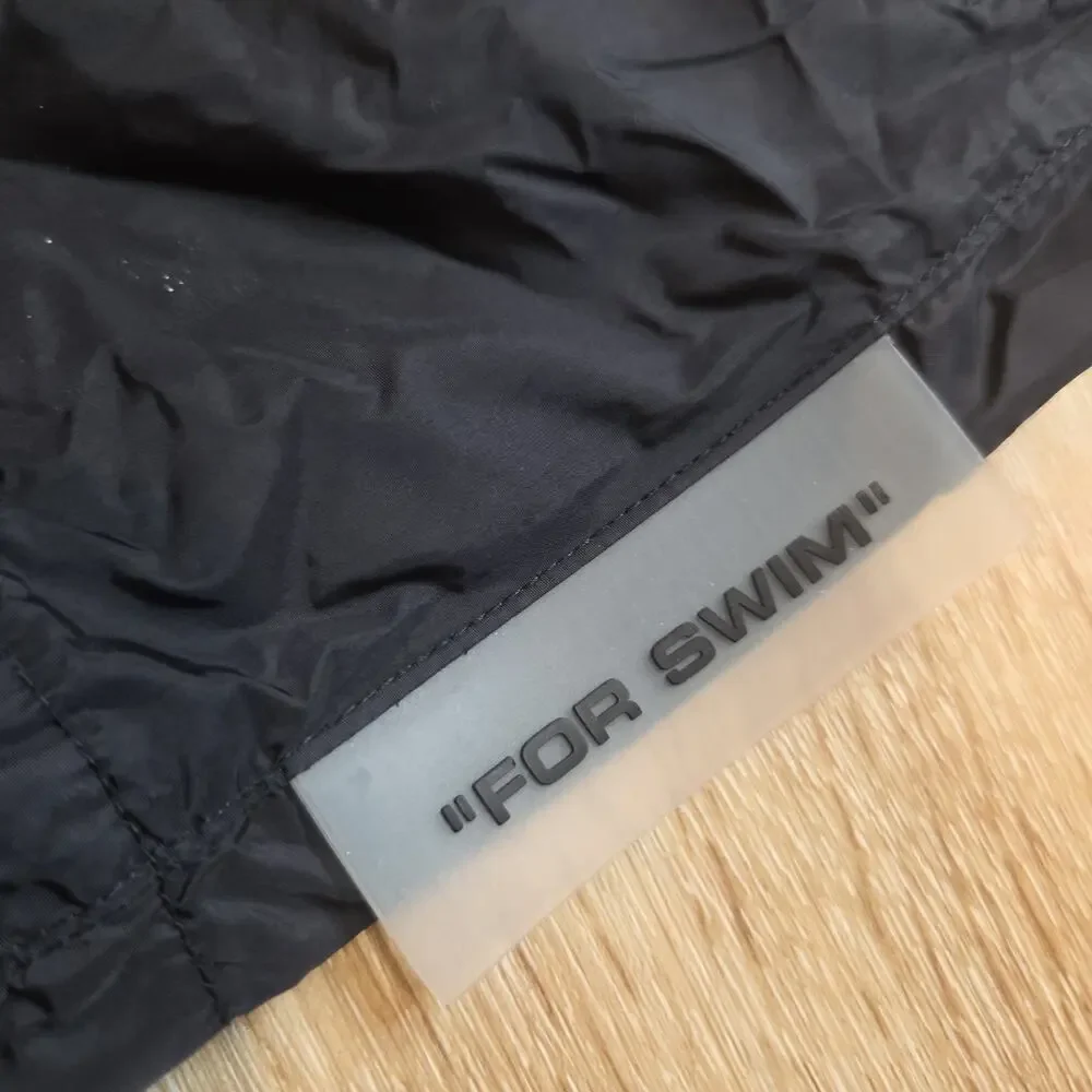 Off-White c/o Virgil Abloh Mens M Black Logo Nylon Swim Shorts Trunks Albania